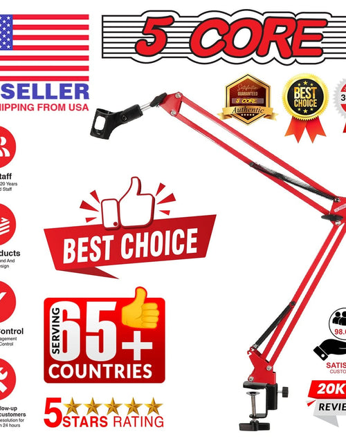 Load image into Gallery viewer, 5Core Microphone Boom Arm Desk Mic Stand Adjustable Clamp Suspension Boom Stands RED
