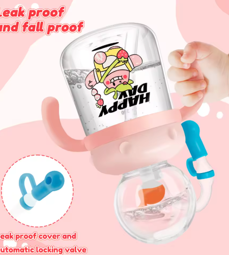 Children's Whale Cartoon Diving Fountain Water Bottle - Tritan Leakproof Sippy Cup (Various Sizes & Colors)