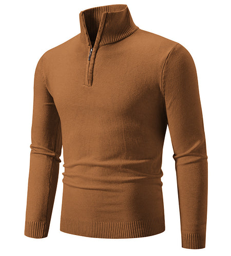 2023 Men's Plus Size Fleece Zip Mock Neck Sweater